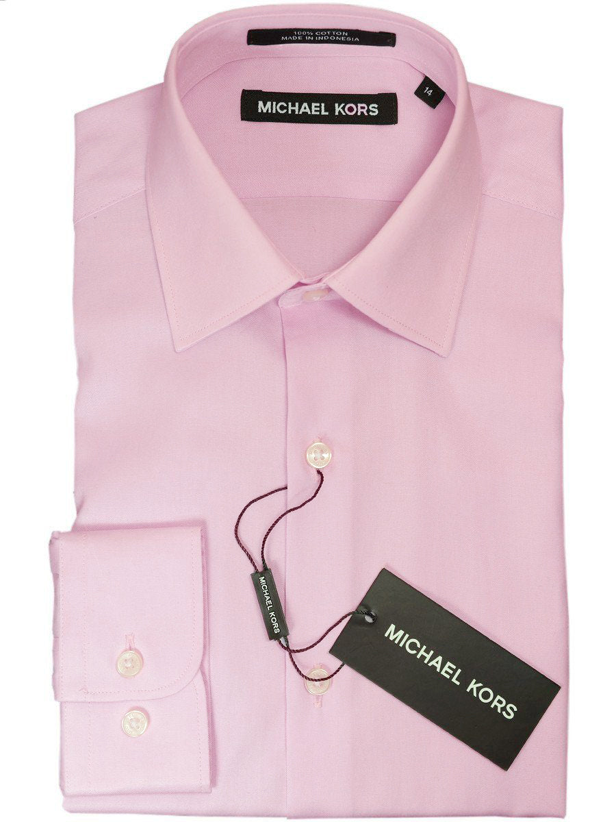 Michael Kors 18278 100% Cotton Boy's Dress Shirt - Solid Broadcloth - Rose, Long Sleeve