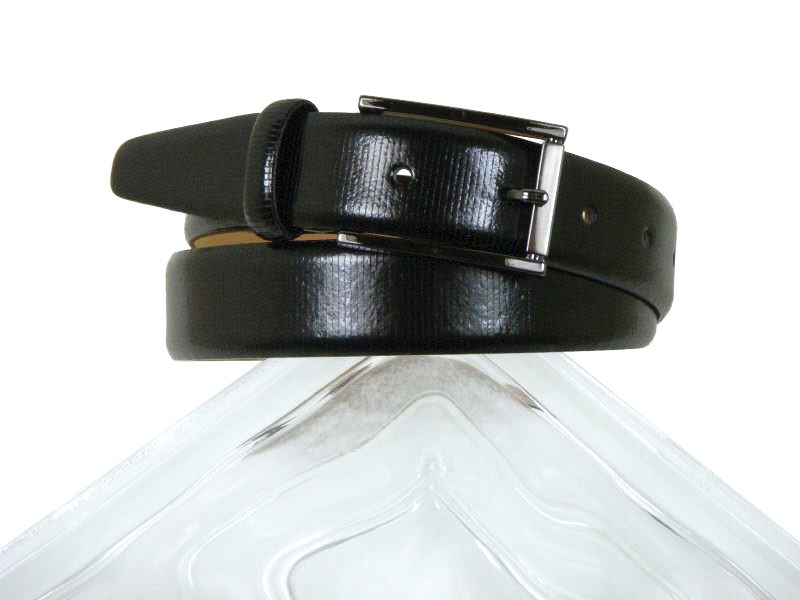 Paul Lawrence 2748 100% leather Boy's Belt - Embossed leather - Black, Silver Buckle