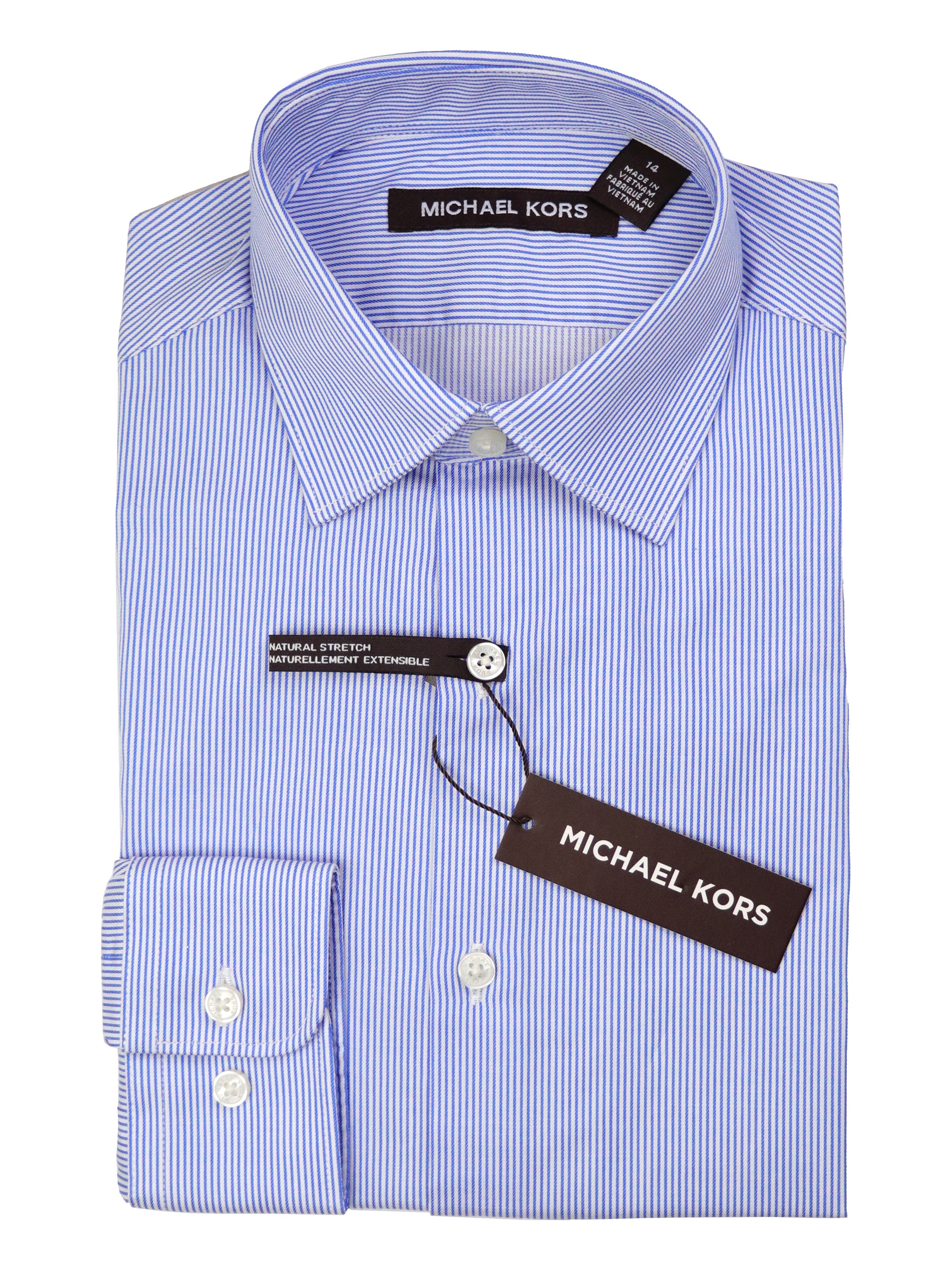 Michael Kors 29296 100% Boy's Dress Shirt Stripe Blue