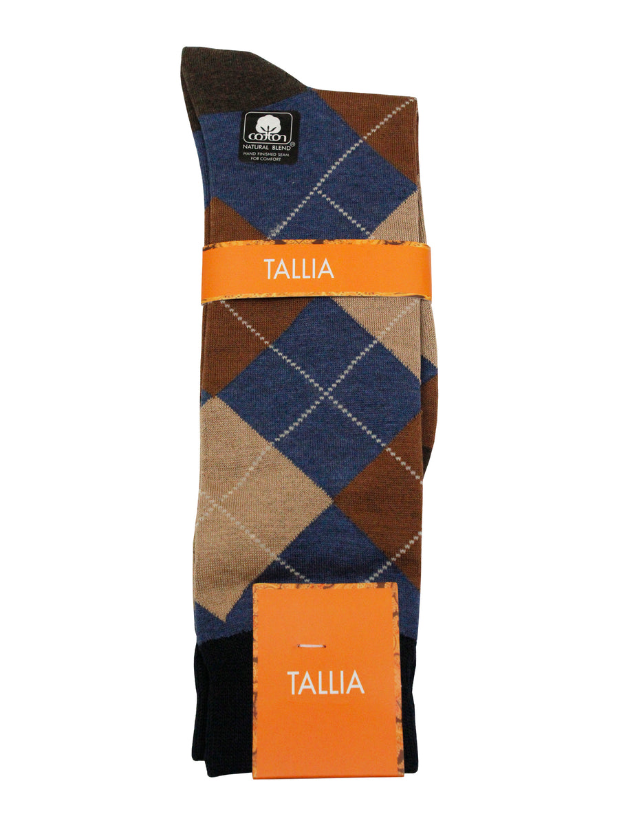Tallia Mens Socks - 34172 - Argyle - Blue/Rust