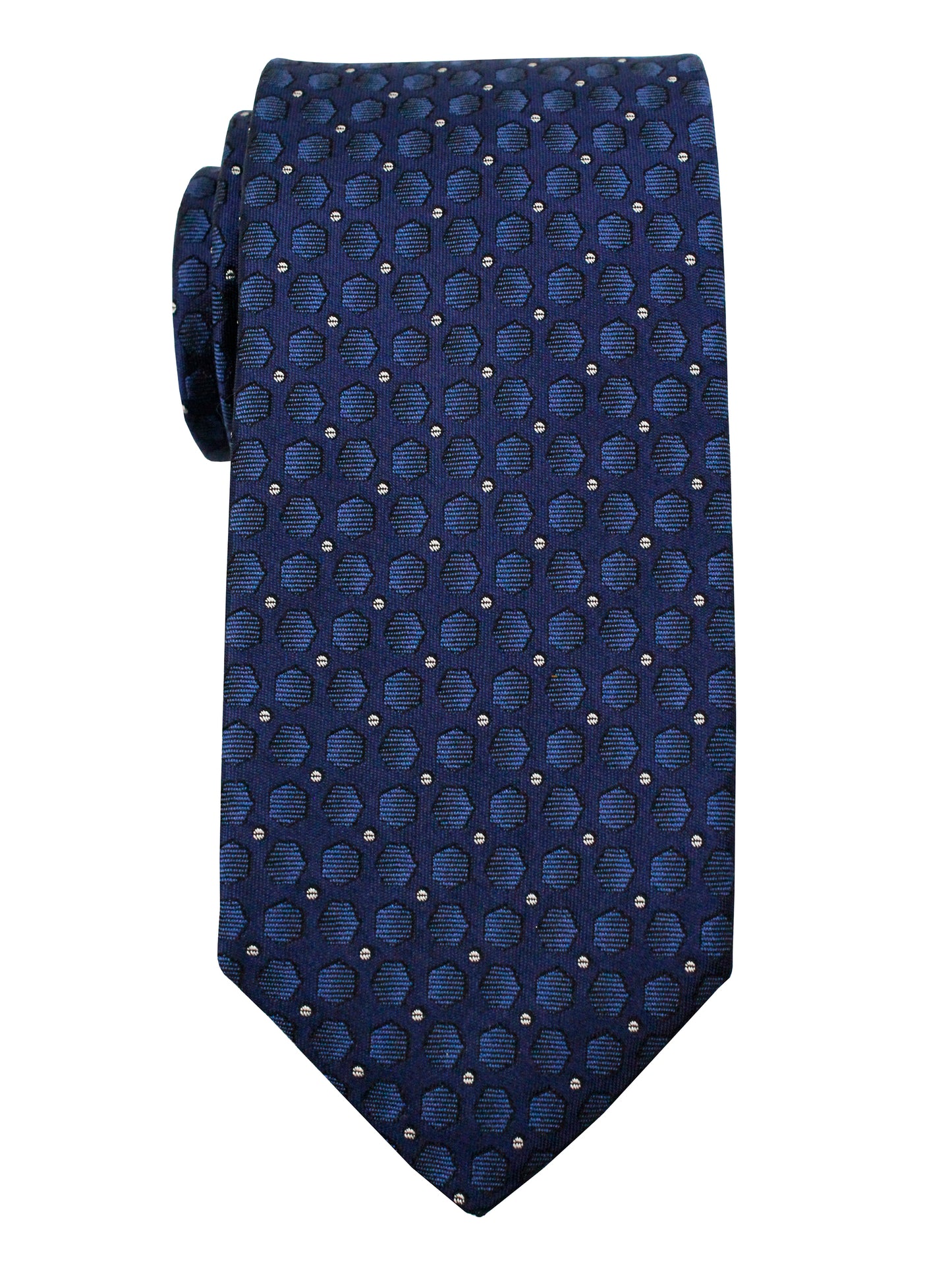 Dion 36088 Boy's Tie - Tonal Medallion Dots - Navy/Silver