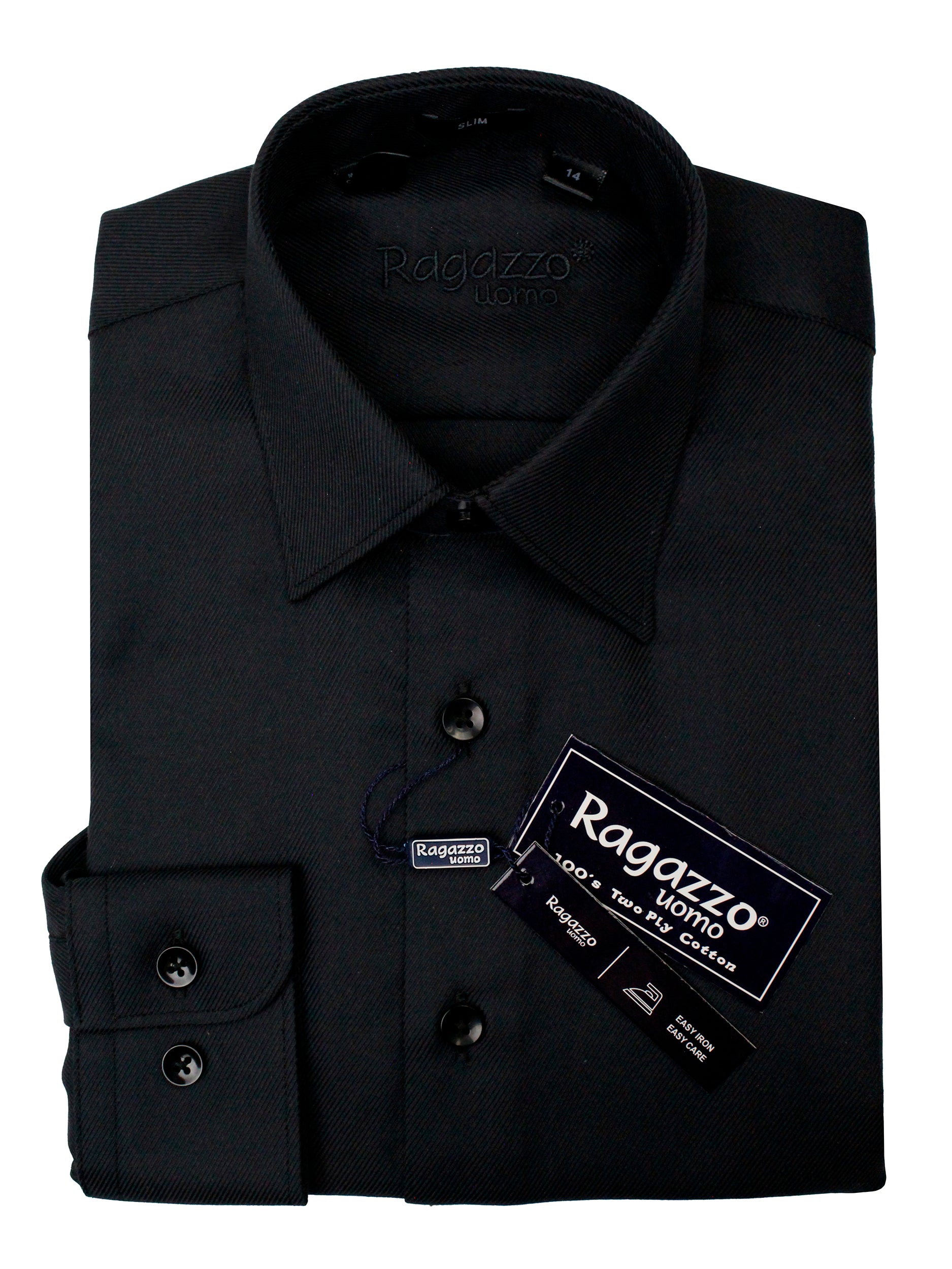 Ragazzo 36627 Boy's SLIM Fit Dress Shirt - Tonal Diagonal Weave