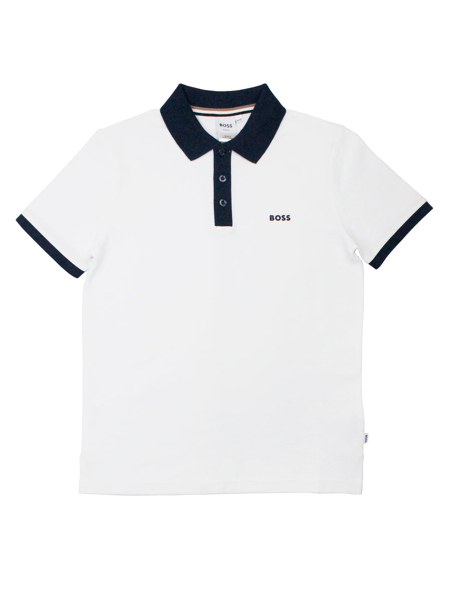 Boss Kidswear 36720 Boy's Short Sleeve Polo - White