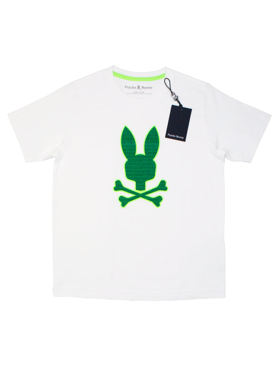 Psycho Bunny 36815 Boy's Short Sleeve Embroidered Graphic Tee - White