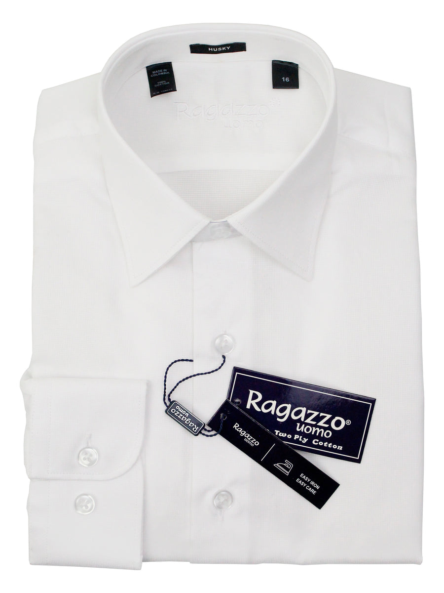 Ragazzo 36892 Boy's Dress Shirt - Micro Weave - White