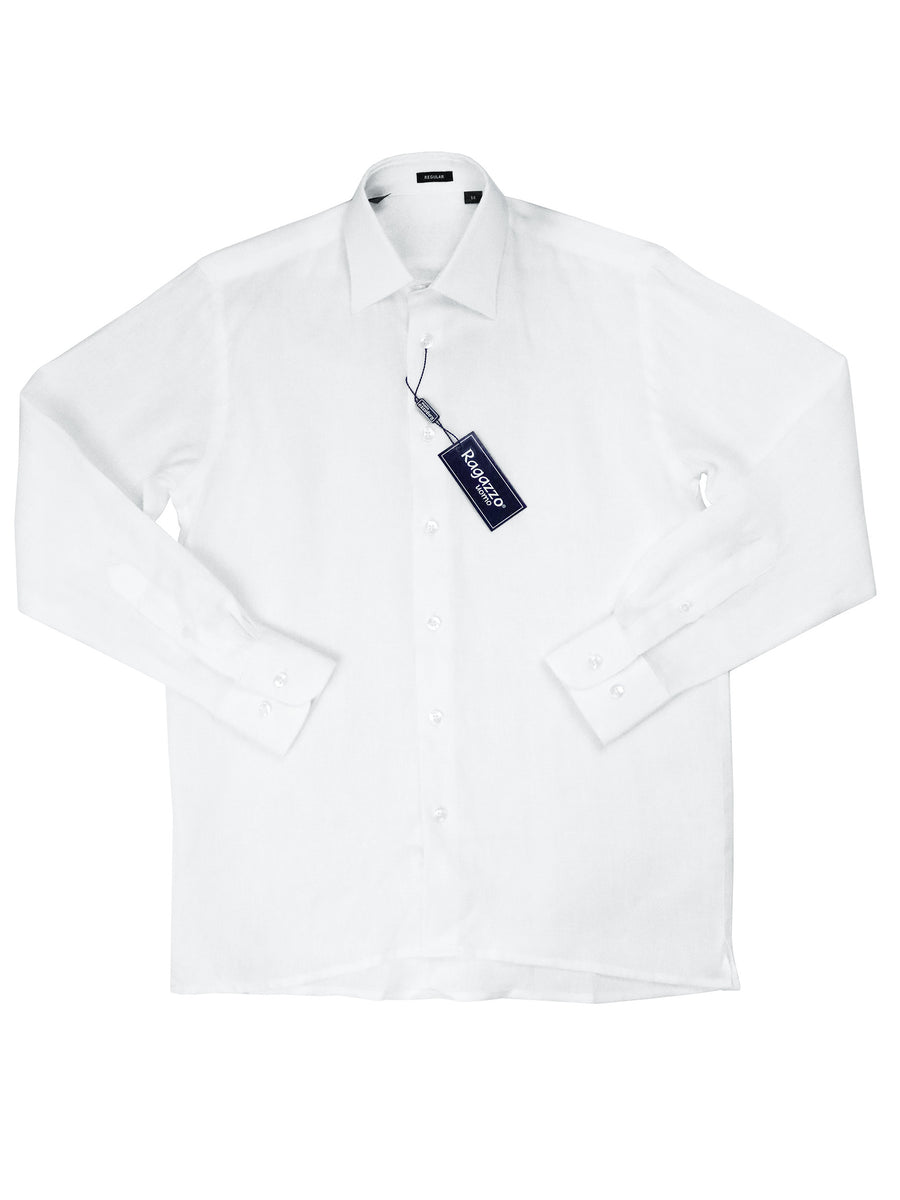 Ragazzo 37526 Boy's Dress Shirt - Linen - White