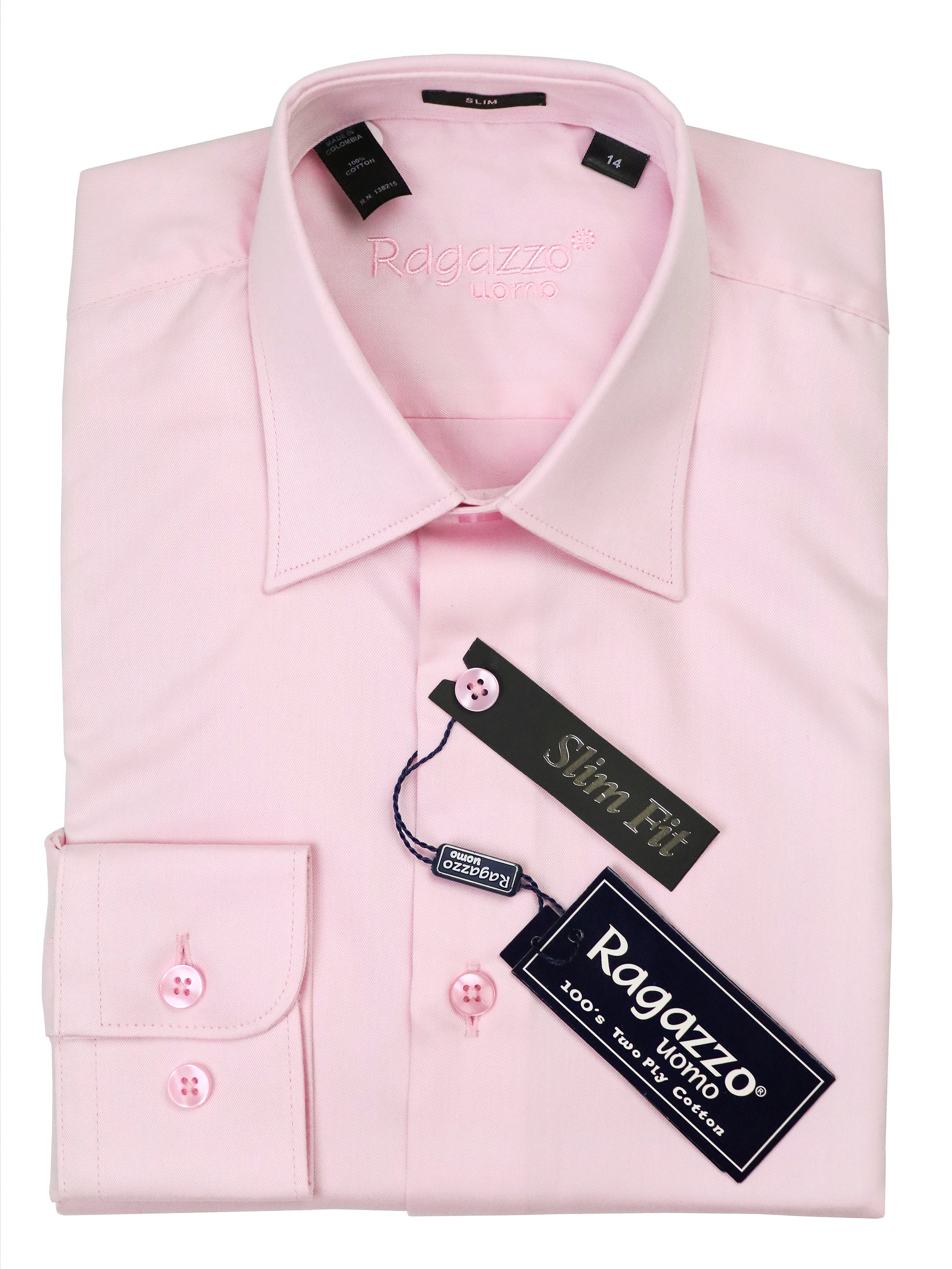 Ragazzo 37540 Boy's Dress Shirt - Twill - SLIM Fit - Light Pink 18 SLIM / L/PINK Ragazzo 37540 Boy's Dress Shirt - Twill - SLIM Fit - Light Pink 18 SLIM / L/PINK