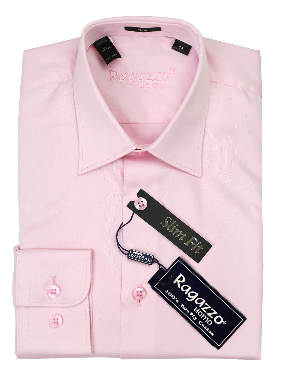 Ragazzo 37540 Boy's Dress Shirt - Twill - Slim Fit - Light Pink