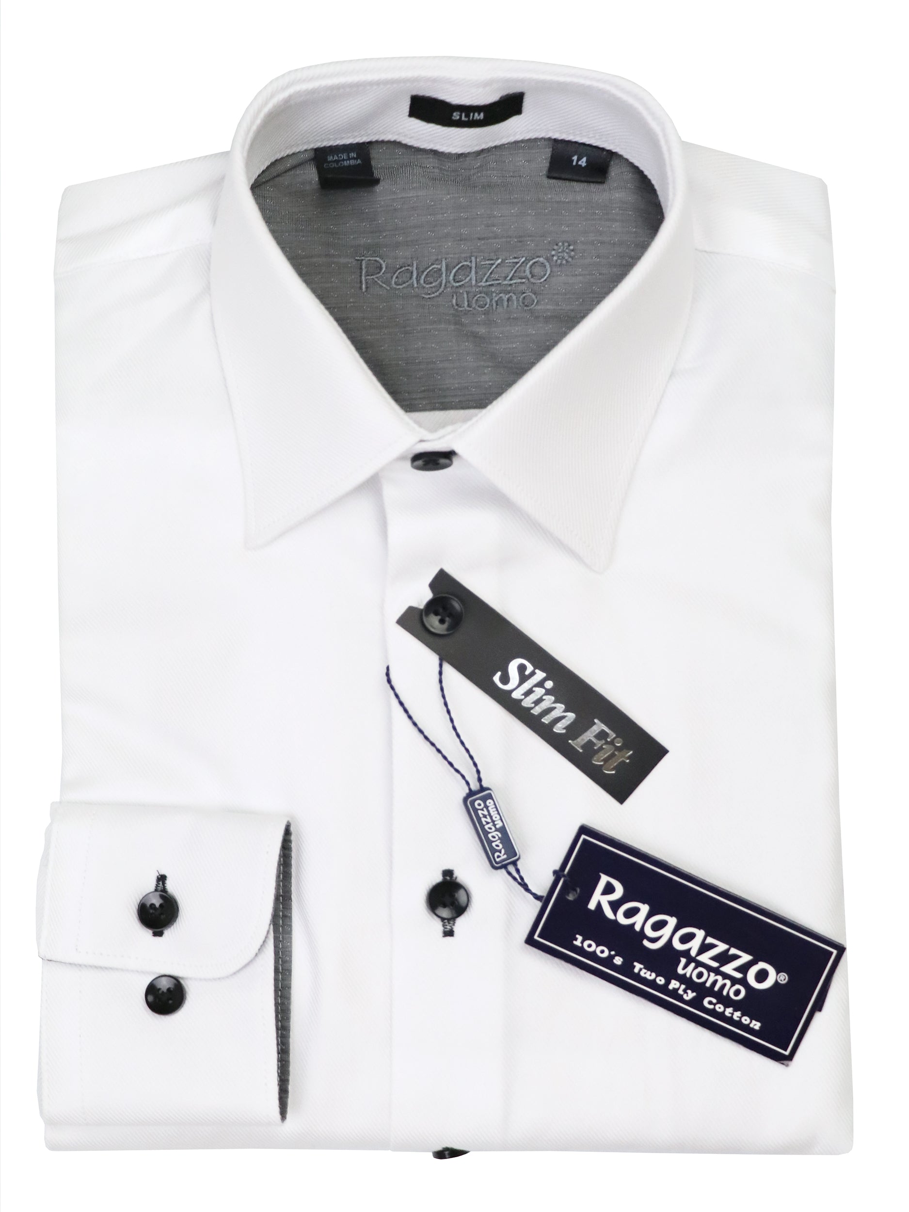 Ragazzo 37554 Boy's Long Sleeve Sport Shirt - Diagonal Tonal Weave - SLIM Fit - White/Black 8 SLIM / WHT/BLK Ragazzo 37554 Boy's Long Sleeve Sport Shirt - Diagonal Tonal Weave - SLIM Fit - White/Black 8 SLIM / WHT/BLK