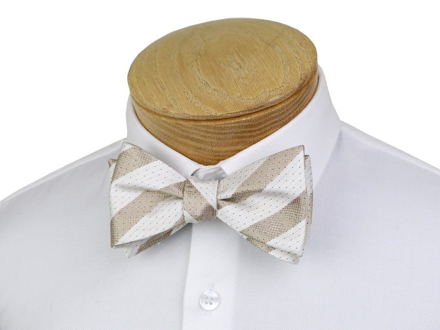 ScottyZ 37599 Young Men's Bow Tie - Stripe - Beige/White/Navy