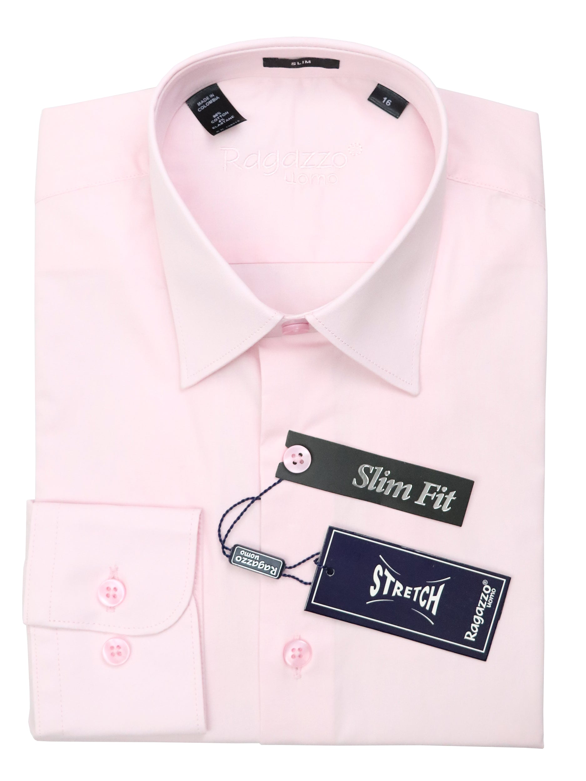 Ragazzo 37940 Boy's Dress Shirt - Stretch - Light Pink 8 SLIM / L/PINK Ragazzo 37940 Boy's Dress Shirt - Stretch - Light Pink 8 SLIM / L/PINK