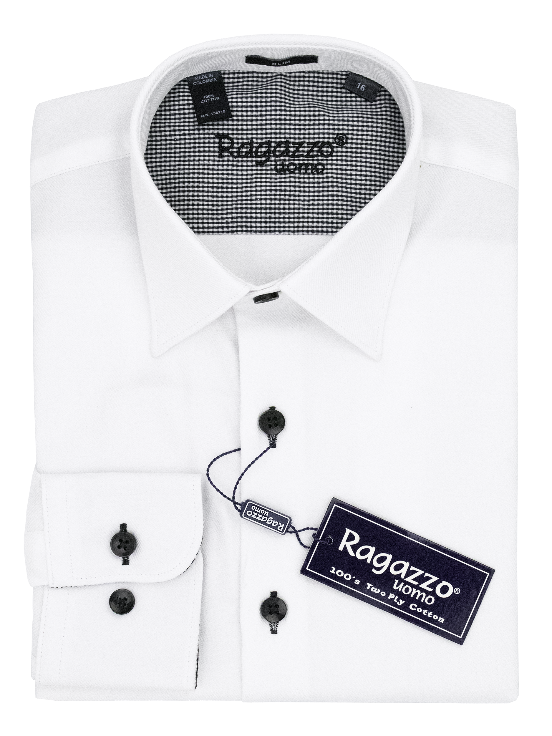 Ragazzo 38232 Boy's Dress Shirt - Diagonal Tonal Weave - Slim Fit