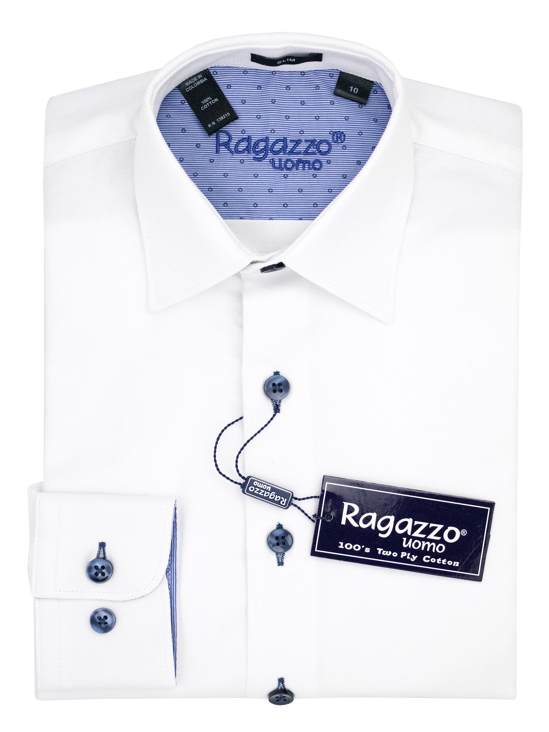 Ragazzo 38256 Boy's Dress Shirt - Diagonal Tonal Weave - Slim Fit