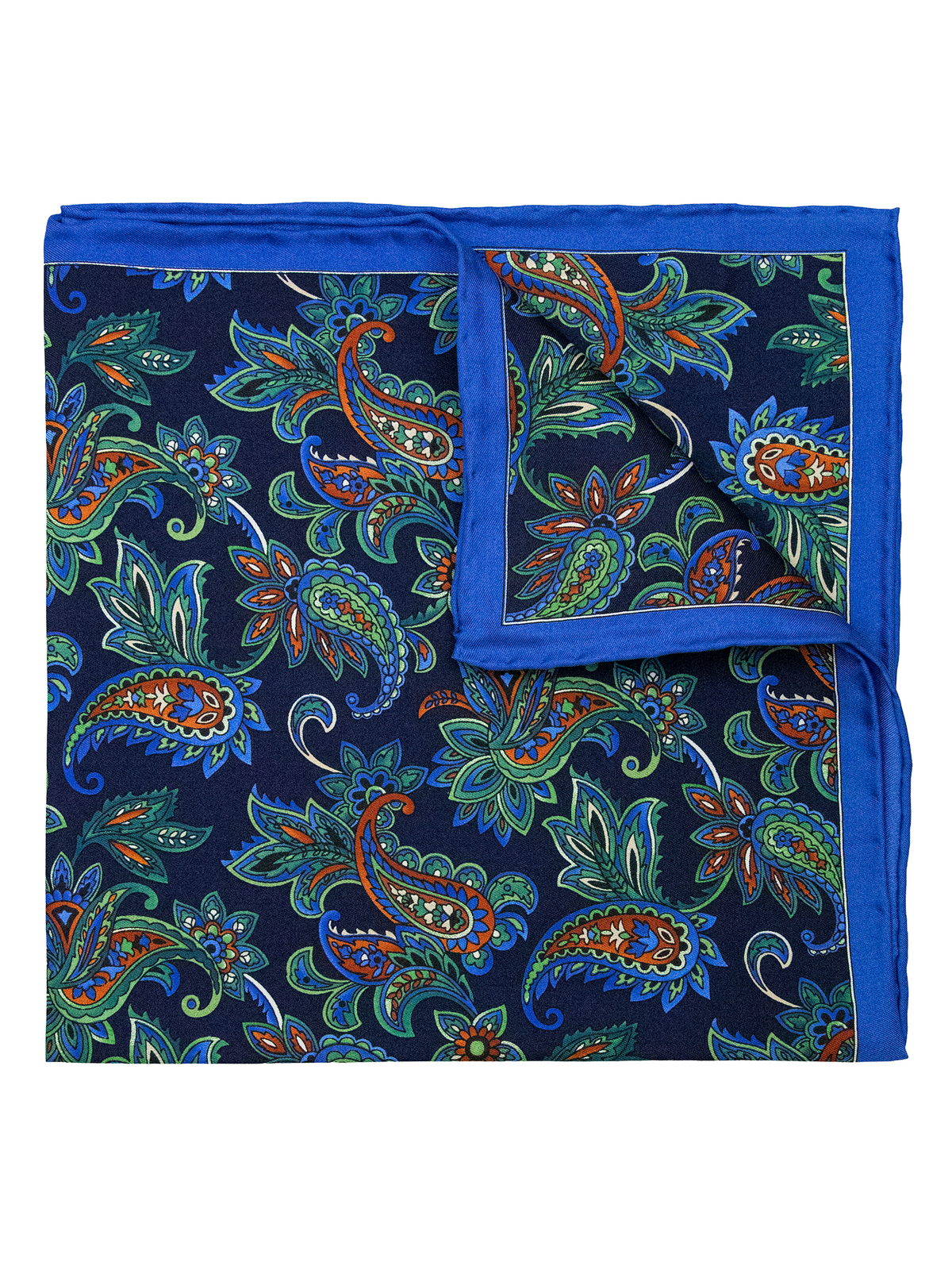 Heritage House 38266 Pocket Square - Paisley - Navy/Green