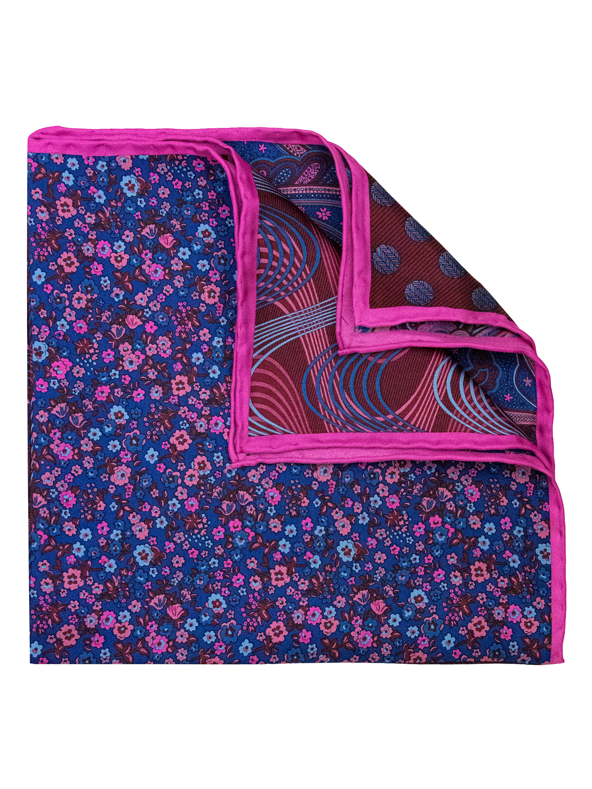 Heritage House 38274 Pocket Square - 4-in-1 - Burgundy/Fuchsia/Navy