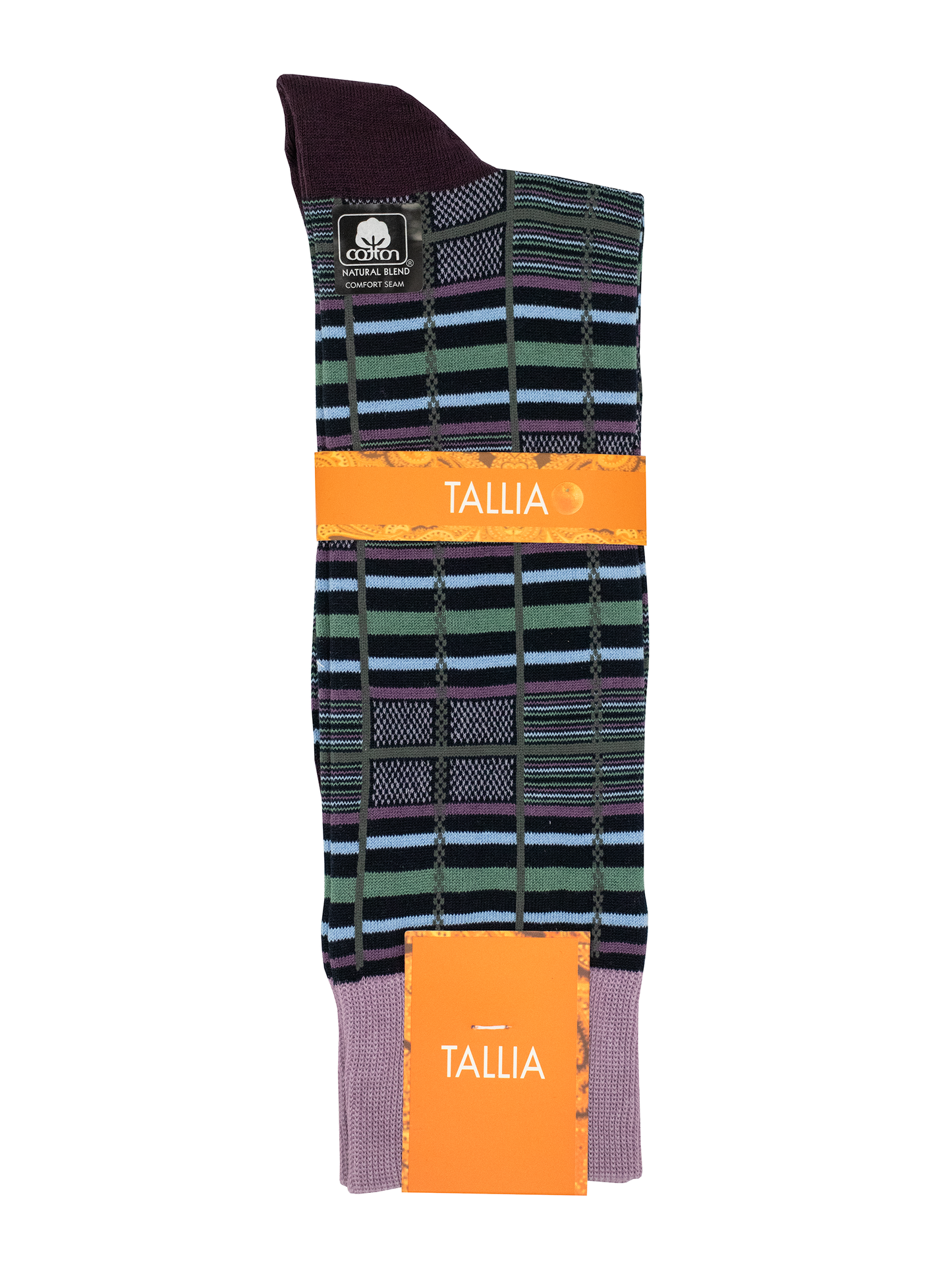 Tallia 38464 Young Men's Socks - Stripe - Purple/Green