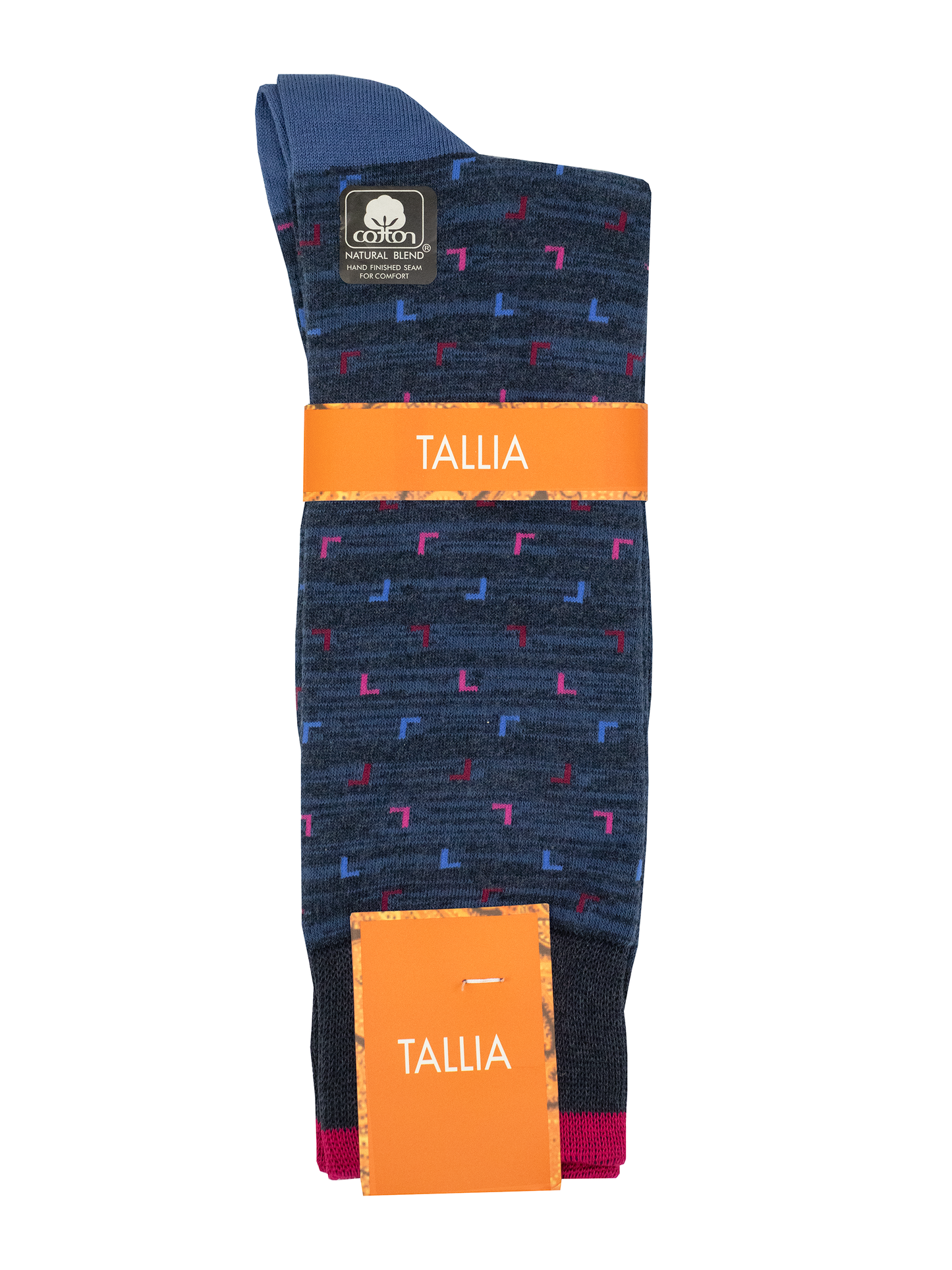 Tallia 38471 Young Men's Socks - Neat - Navy/Pink