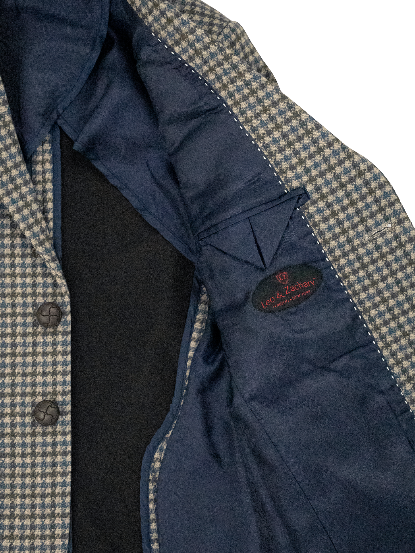 Leo & Zachary 38792 Boy's Sport Coat - Houndstooth - Brown/Blue