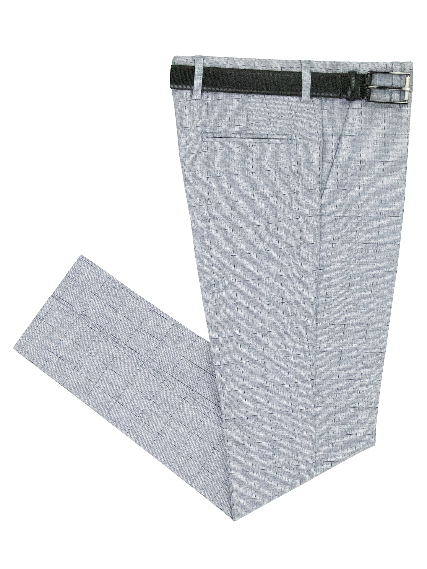 Leo & Zachary 38864P Boys' Dress Pants - Chambray Windowpane - Light Grey