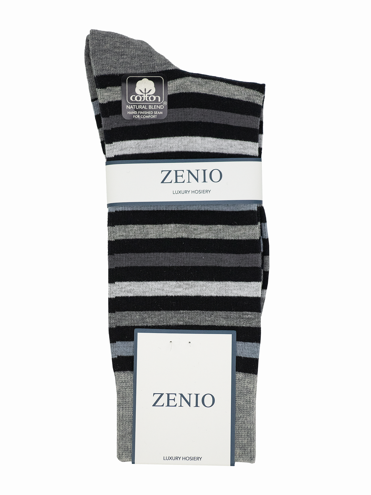 Zenio 39096 Boys' Socks - Stripe - Black/White