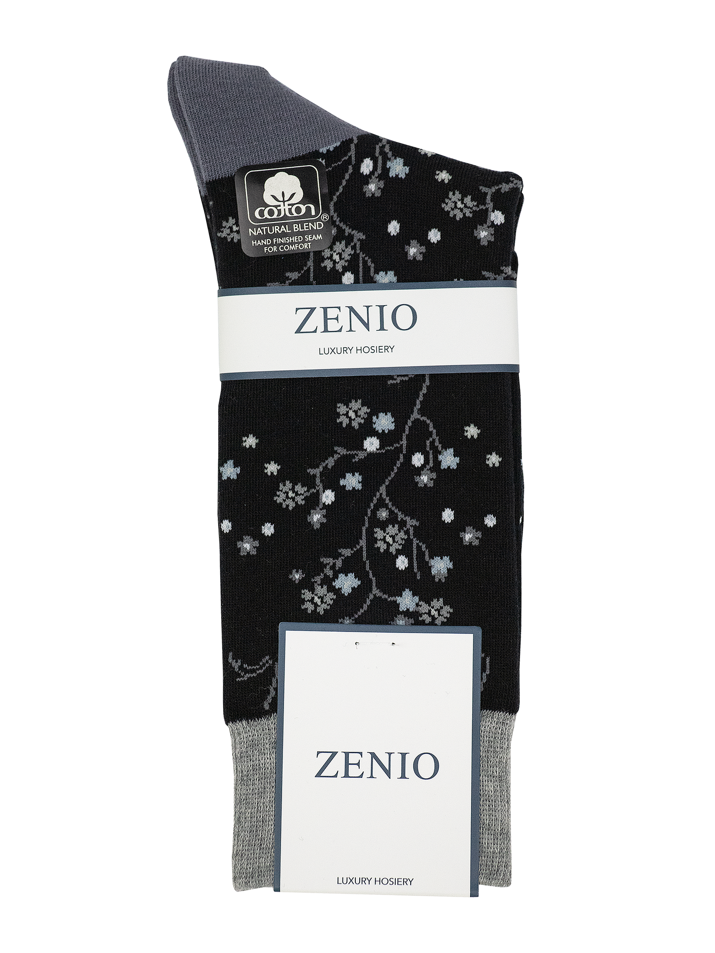 Zenio 39098 Boys' Socks - Floral - Black/White
