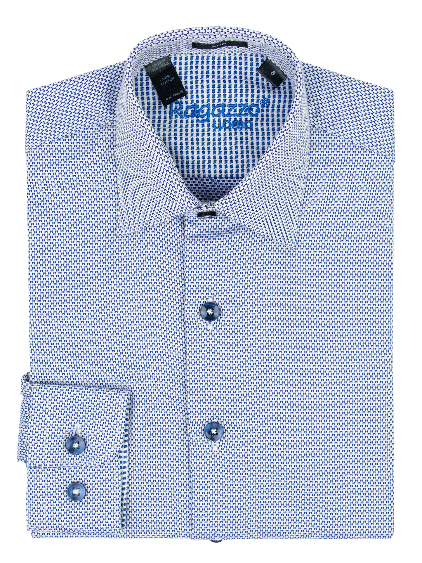 Ragazzo 39548 Boy's Slim Fit Long Sleeve Sport Shirt - Neat - Navy