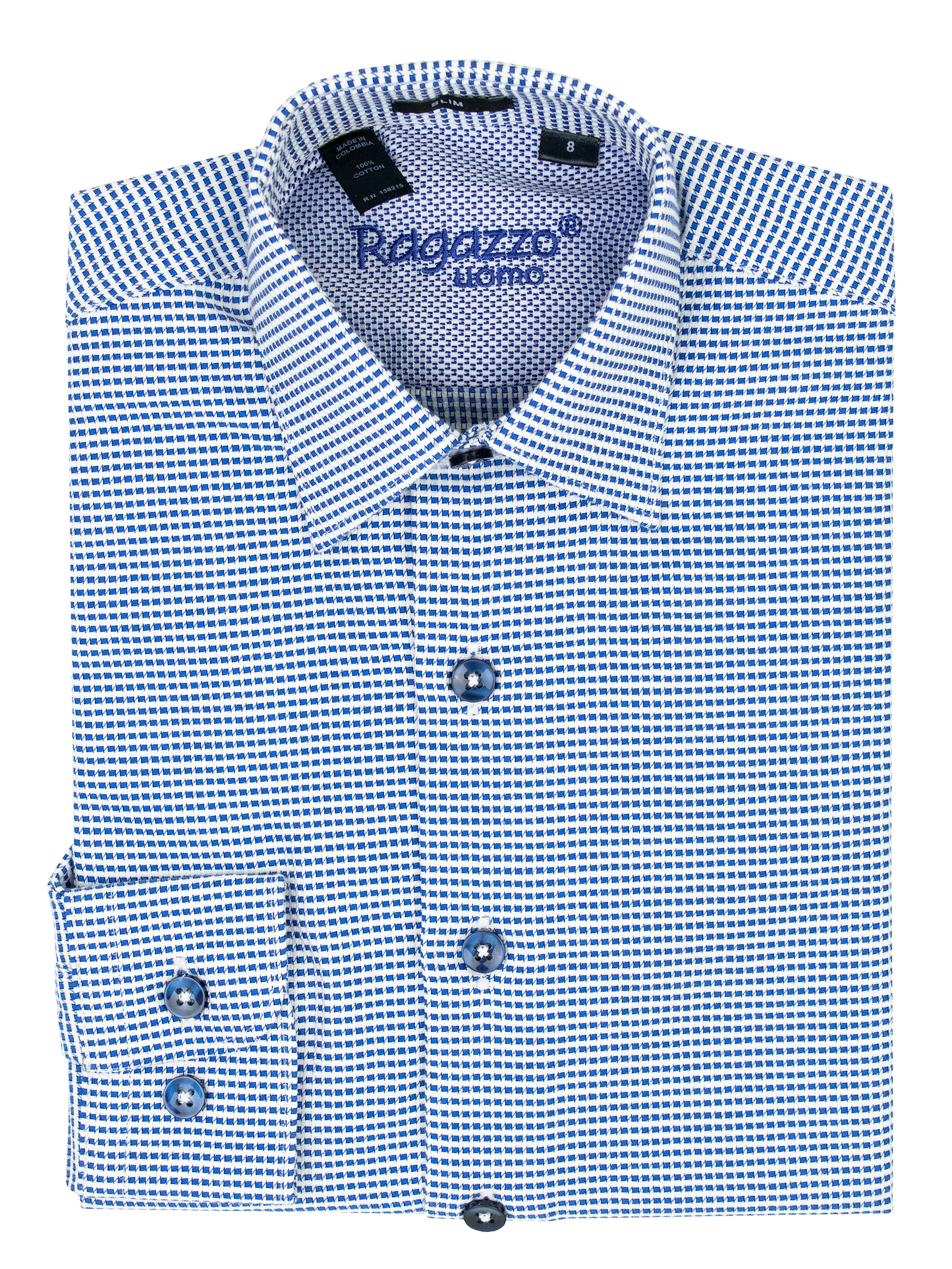 Ragazzo 39555 Boy's Long Sleeve Sport Shirt - Neat - Navy