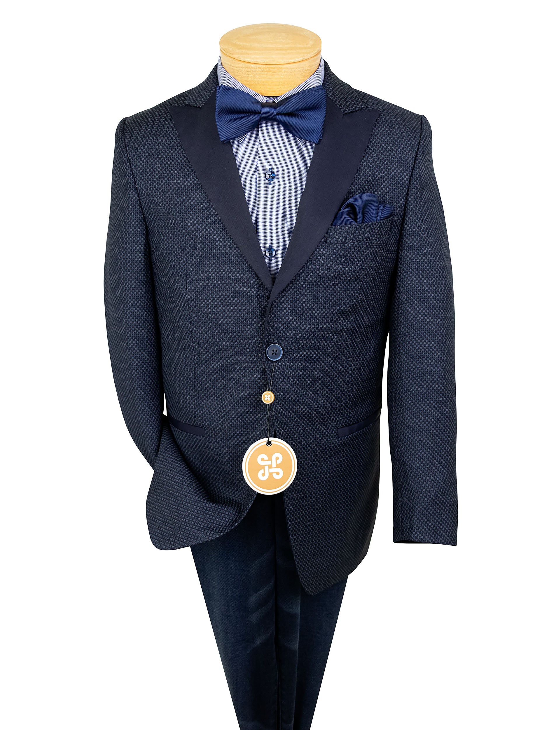 navy dinner dress blue jacket PinoPorte 39639 Boy's Dinner Jacket - James - Neat