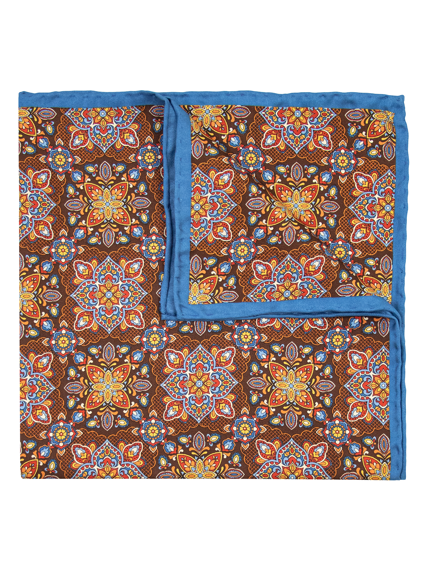 Heritage House 39680 Pocket Square - Geo - Brown/Blue