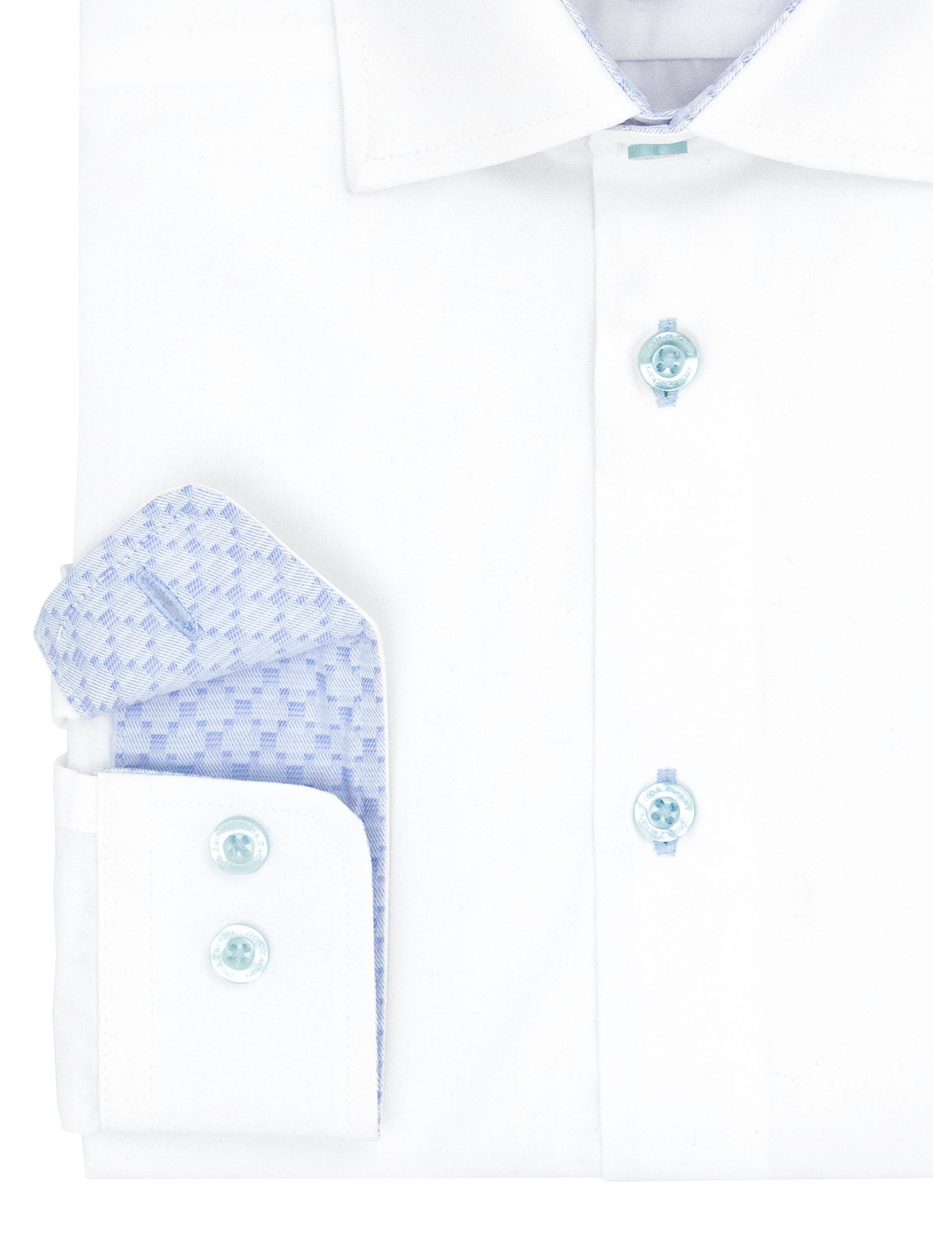 Leo & Zachary 39822 Boy's Long Sleeve Sport Shirt - Solid - White/Blue