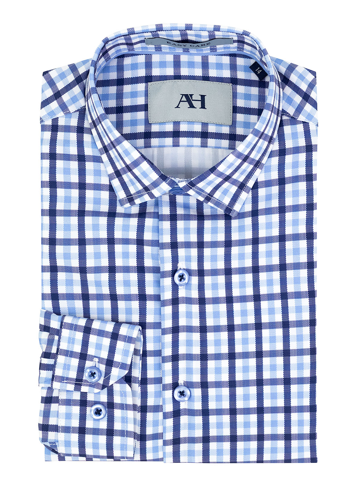 American Heritage 40201 Boy's Long Sleeve Sport Shirt - Check - Navy