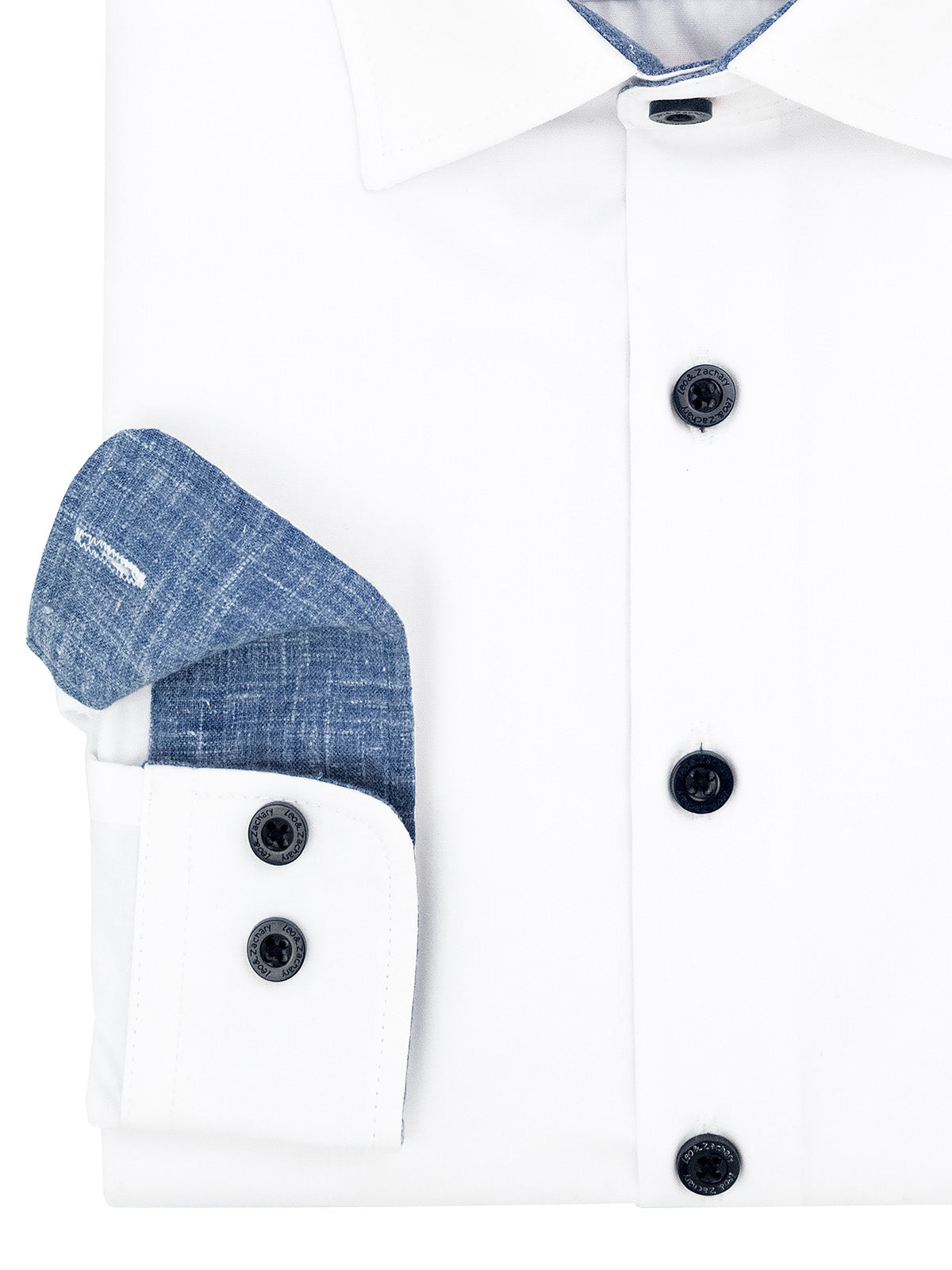Leo & Zachary 40428 Boy's Dress Shirt - Solid - White/Navy