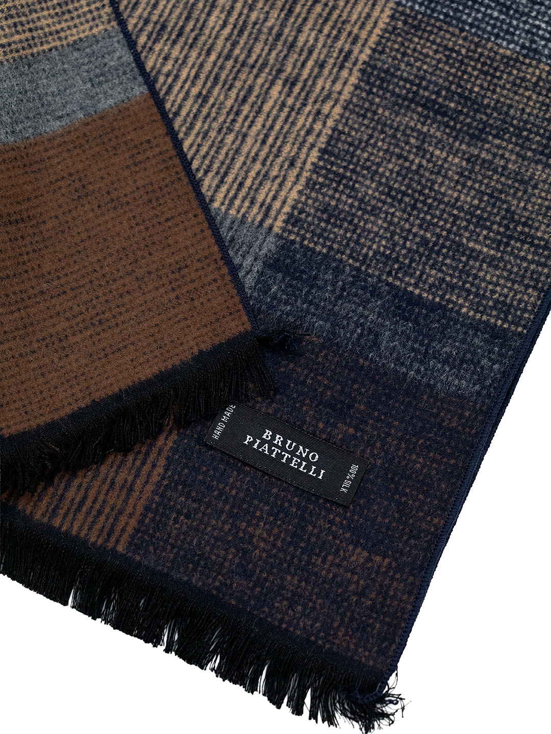 Bruno Piattelli 40696 Young Men's Scarf - Block - Navy/Taupe