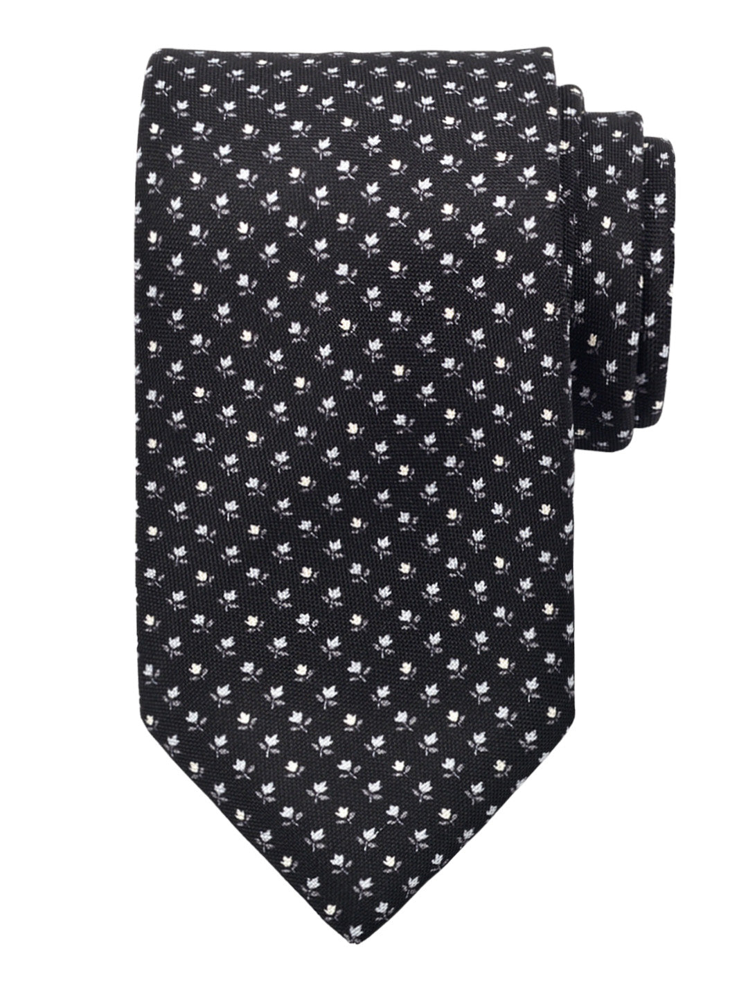 Dion 40805 Boy's Tie - Tulips - Black/Silver