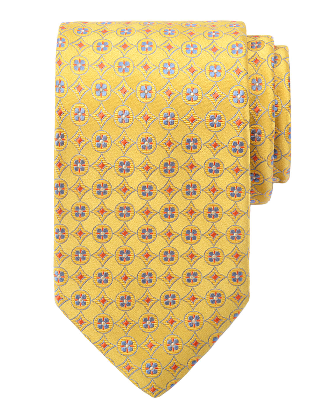 Dion 40861 Boy's Tie - Geometric Medallion - Gold/Sky
