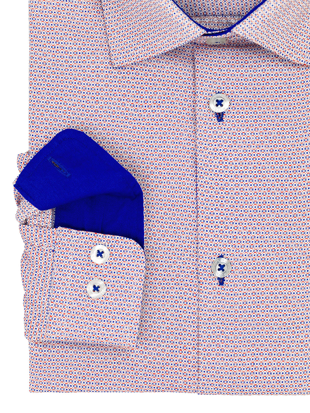 Leo & Zachary 41228 Boy's Dress Shirt - Skinny Fit - Circle Dobby - Blue/Orange
