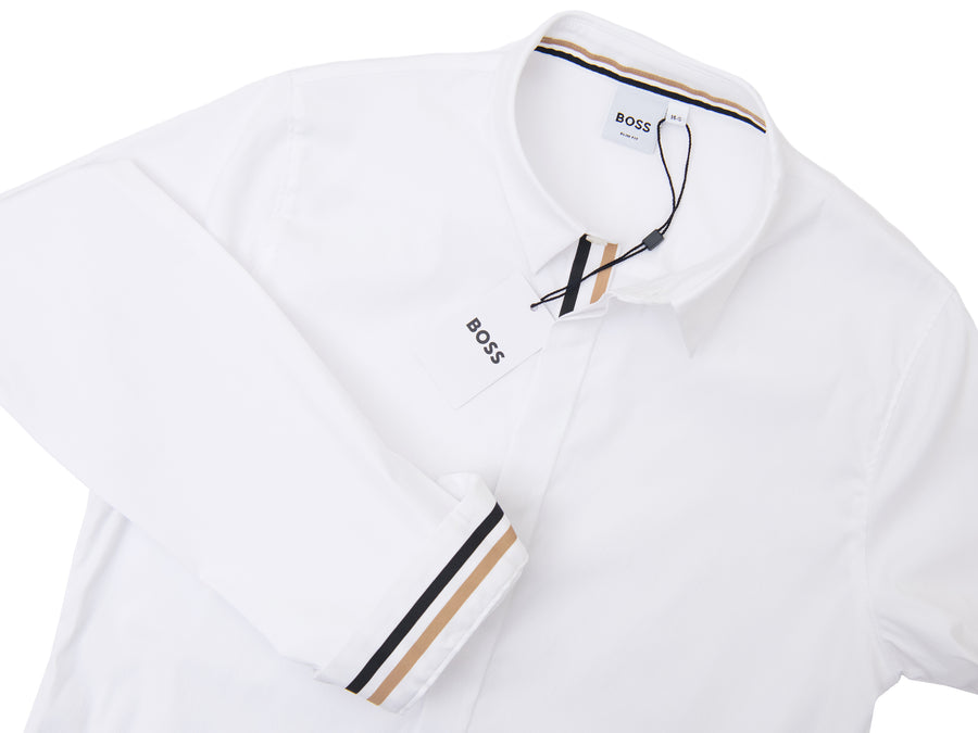 Boss Kidswear 36842 Boy's Dress Shirt-Broadcloth-White