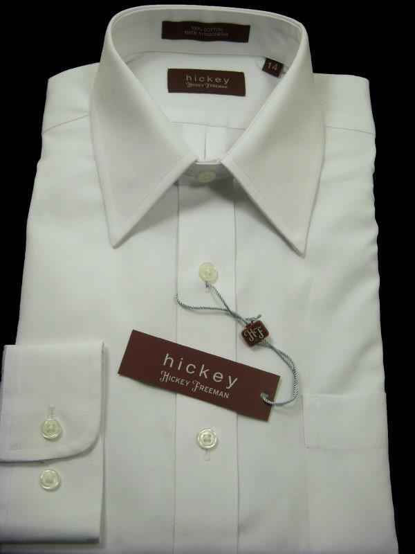 Hickey Freeman 10903 100% Cotton Boy's Dress Shirt - Solid Broadcloth - White