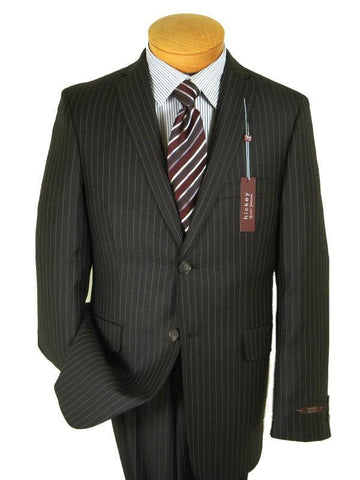 Image of Hickey Freeman 11102 98% Tropical Worsted Wool/2% Elastane Boy's Suit - Stripe - Charcoal