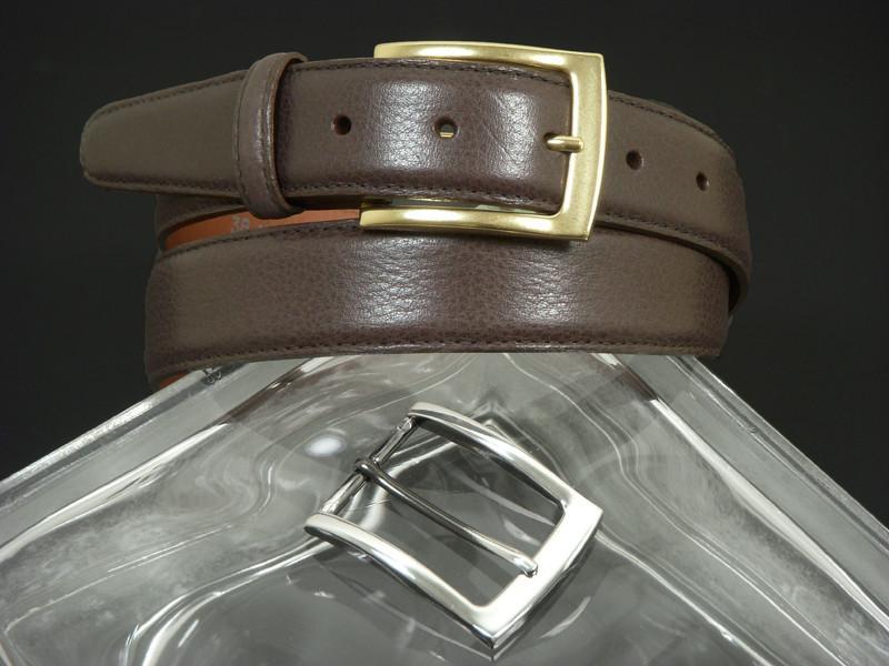 Brighton 11498 100% leather Boy's Belt - Pebble grain - Espresso, Two Buckles, Gold and Silver