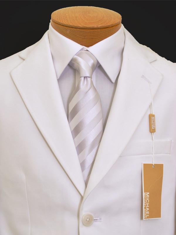 Michael Kors 11786 65% Polyester / 35% Rayon Boy's Suit - Solid Gabardine - White