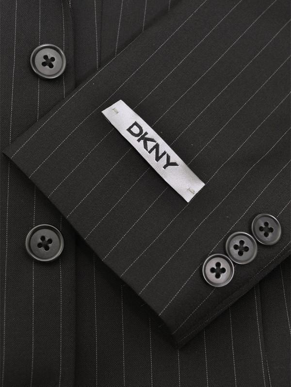 DKNY 11816 70% Tropical Worsted Wool / 30% Polyester Boy's Suit - Stripe - Black
