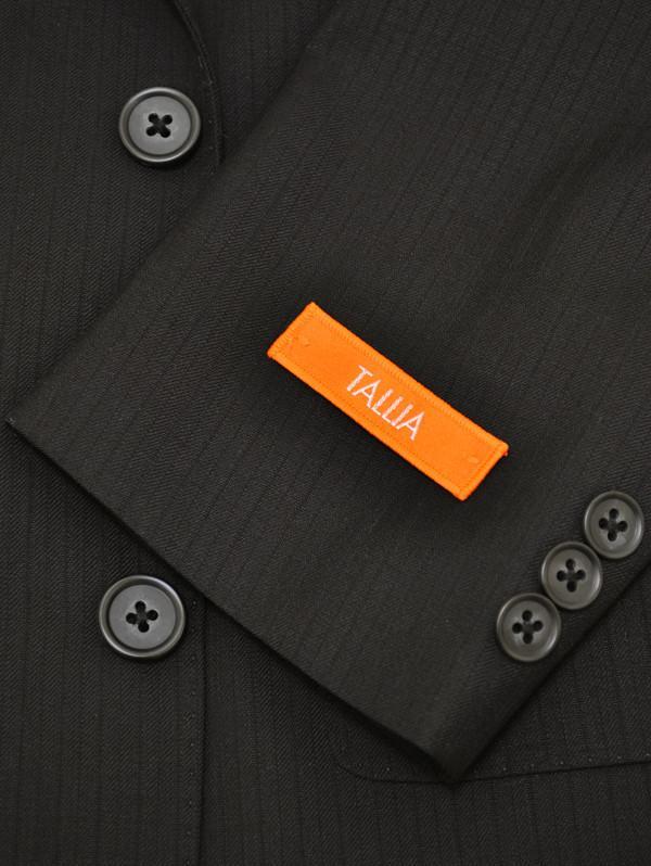 Tallia 11832 70% Wool/ 30% Polyester Boy's 2-Piece Suit - Tonal Stripe - Black, 2-Button Single Breasted Jacket, Plain Front Pant
