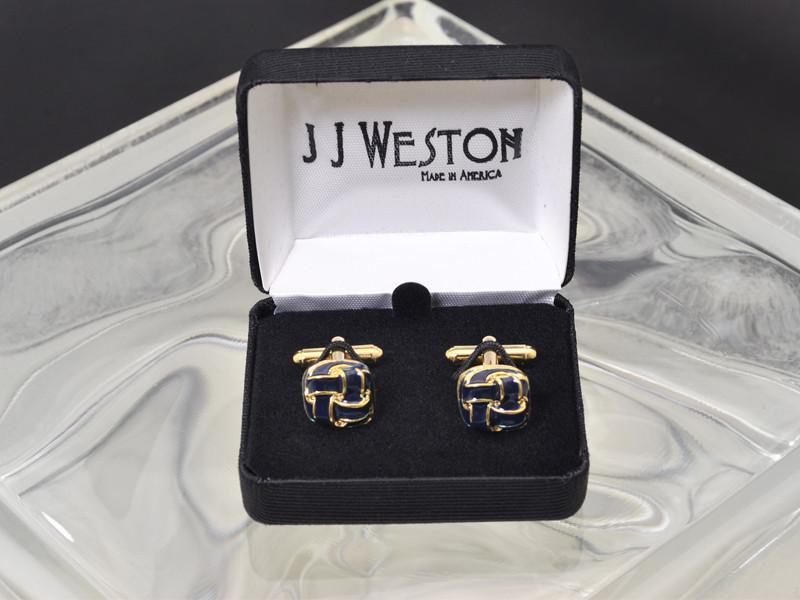 JJ Weston 14017 Cufflinks - Knot - Gold Blue