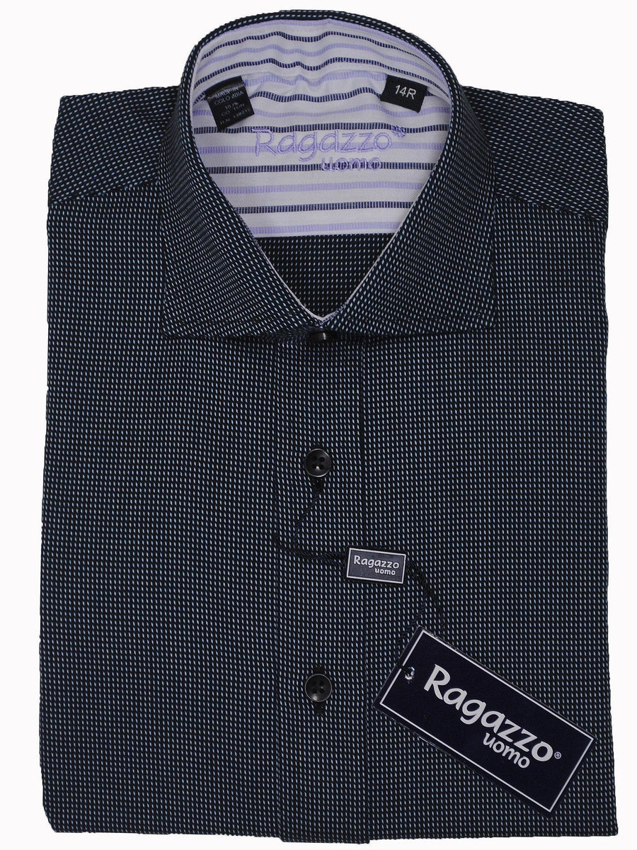 Ragazzo 14064 100% Cotton Boy's Dress Shirt - Birdseye - Gray