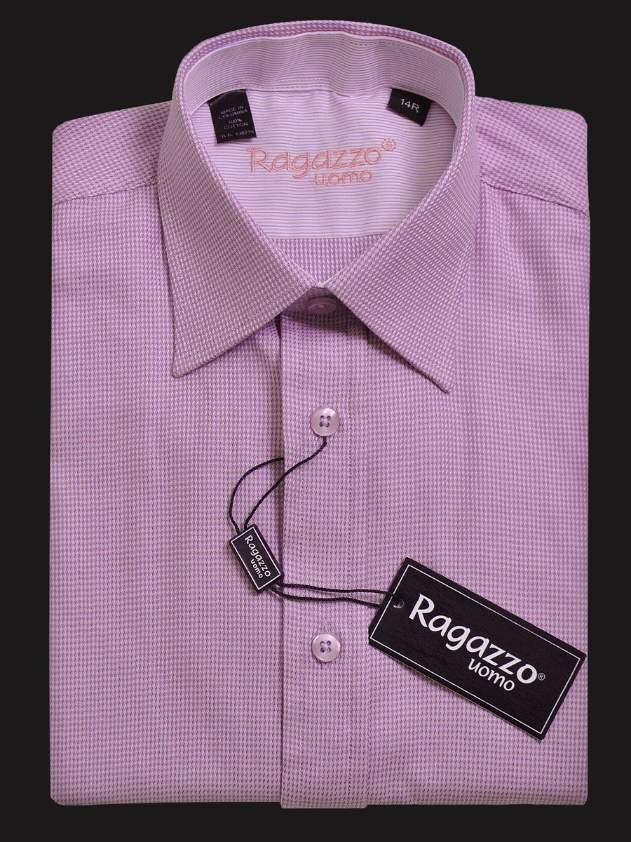 Ragazzo 14625 100% Cotton Boy's Dress Shirt - Mini-Houndstooth - Lilac