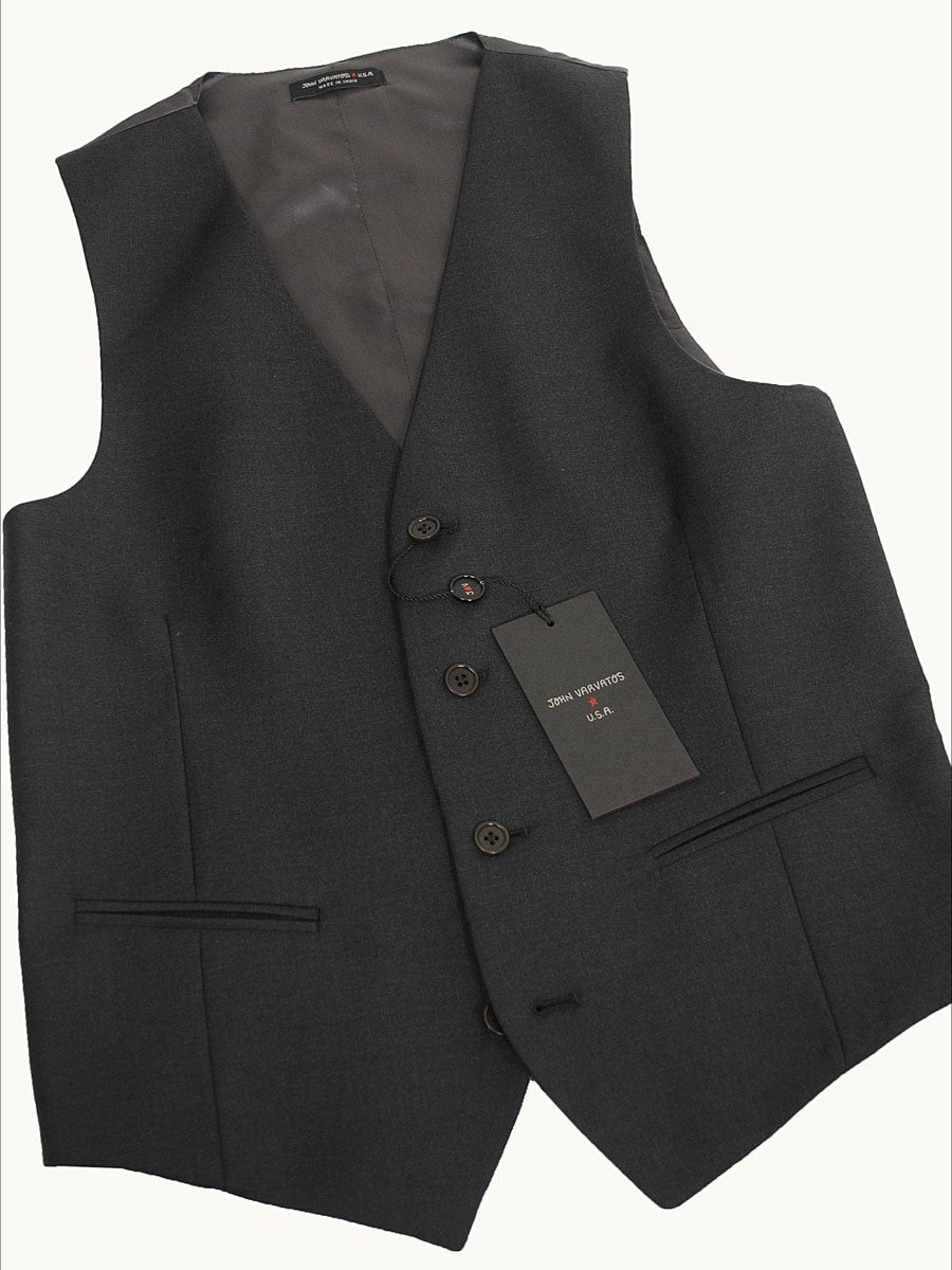 John Varvatos 14327V Charcoal Boy's Suit Separate Vest - Solid Gabardine - 100% Tropical Worsted Wool