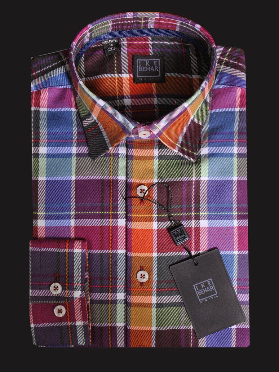 Ike Behar 14768 100% Cotton Boy's Sport Sport Shirt - Multi