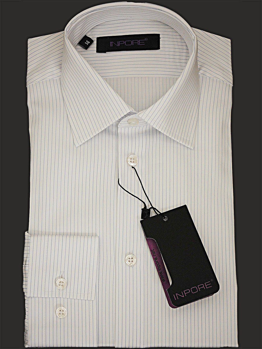 Inpore 14897 100% Cotton Boy's Dress Shirt - Stripe - White/Blue