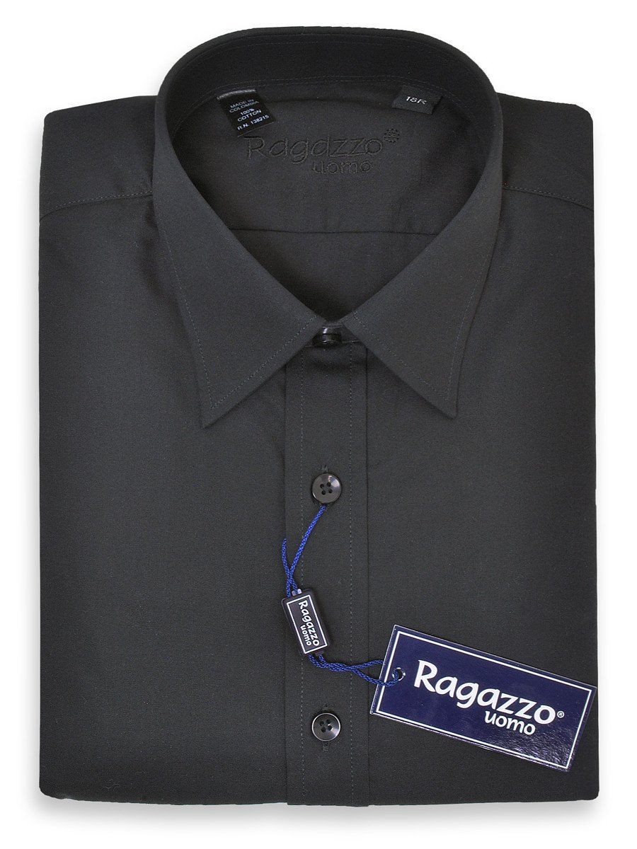 Ragazzo 1526 100% Cotton Boy's Dress Shirt - Solid Broadcloth - Black